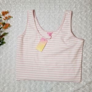 Stoney Clover Lane x Target size 1x light pink and white cropped tank top